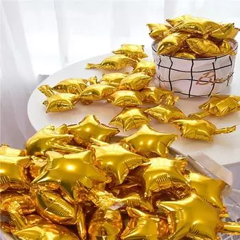 16 шт., версия с пятиконечной звездой, алюминиевая пленка, воздушный шар, воздушный шар со звездой, украшение на день рождения, свадебное украшение серебряный