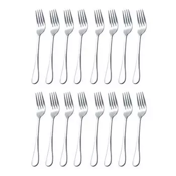 16 шт. вилки для чая, столовое серебро из пищевой нержавеющей стали, вилка, ложка, 8 дюймов, зеркальная посуда, аксессуары для дома