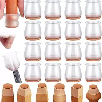 16 шт. высококачественных силиконовых накладок на ножки стульев — защитите полы от царапин и потертостей Small-16pcs чистый