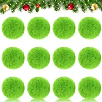 16 шт. зеленых пушистых рождественских шаров, украшения для елки, пушистые шарики из помпонов, мини-зеленые эльфийские шары, игрушки, искусственный меховой шар для домашнего декора на вечеринку 16pcs