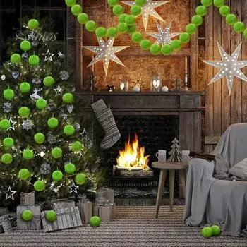 16 шт. зеленых пушистых рождественских шаров, украшения для елки, пушистые шарики из помпонов, мини-зеленые эльфийские шары, игрушки, искусственный меховой шар для домашнего декора на вечеринку 16pcs