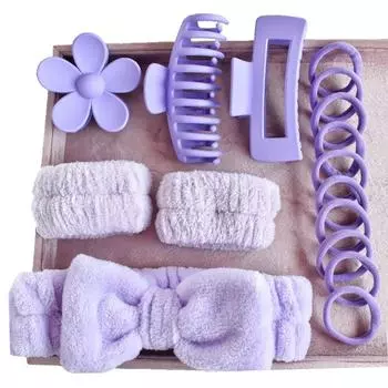 16 шт. Женский многоцветный мягкий бант Повязка на голову Зажим для волос Комбинированный набор Праздничный подарок Макияж Душ Спорт Уход за кожей Аксессуары