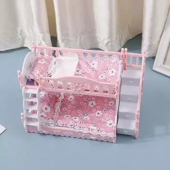 16 см кукла двухъярусная кровать игрушечные аксессуары одеяло подушка дом Европейская кровать принцессы