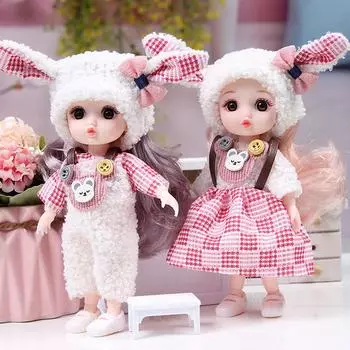 16 см мини-кукла подвижные шарнирные куклы 3D большие глаза сделай сам игрушка кукла с одеждой наряд для девочки игрушка
