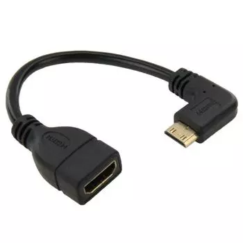 16 см позолоченный мини HDMI Male to HDMI 19 Pin Female Cable, 90 градусов прямой угол