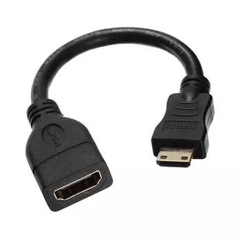 16 см позолоченный мини HDMI Male to HDMI 19 Pin Female Cable(черный) чёрный