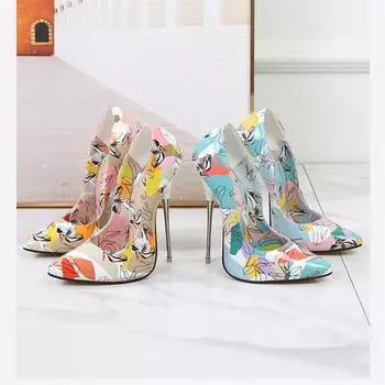 16 см сексуальные женские туфли для ночного клуба, металлические каблуки-шпильки, неглубокие заостренные туфли для танцев на пилоне для мужчин и женщин 35 foot 23.5cm синий