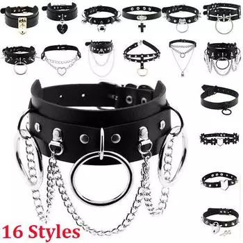 16 стилей кожаное ожерелье готическое готическое колье готическое ожерелье для женщин модные готические готические украшения панк готическое ожерелье для женщин A