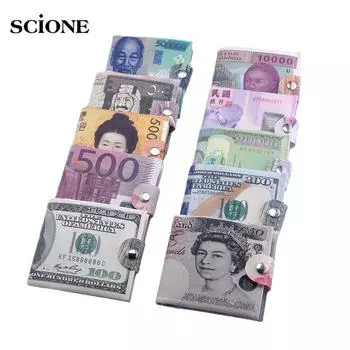 16 стилей, мужской кошелек, ультратонкий кошелек Billeteras Para Hombr, короткий кошелек с рисунком банкнот, унисекс, кошелек для монет, кошелек для женщин