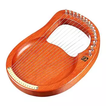 16 Strings Wooden Liar Harp Metal Strings Mahogany Wooden String Instrument Carry Bag Tuning Wrench Cleaning Cloth Strings WH16 Walter.t