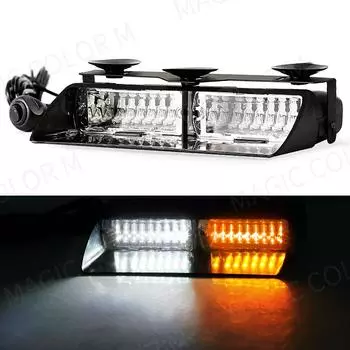 16 светодиодных стробоскопов, аварийный предупредительный маяк на лобовом стекле, красный, синий, желтый, янтарный, белый, зеленый, автомобильные аксессуары