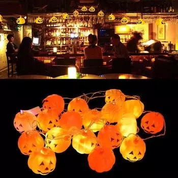 16 светодиодных тыквенных гирлянд тыквенных огней для украшения вечеринки на Хэллоуин