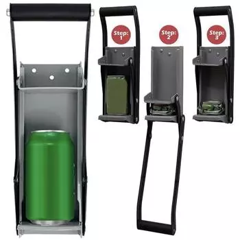 16 унций, 500 мл, большая консервная дробилка 2 в 1, открывалка для бутылок, настенный инструмент для переработки, для легкого прессования банок и снятия крышки чёрный