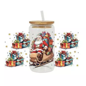 16 унций УФ DTF переводная наклейка водонепроницаемая устойчивая к царапинам кружка обертка милый дизайн наклейки для чашки для стекла Y5W2 D18951-1pc