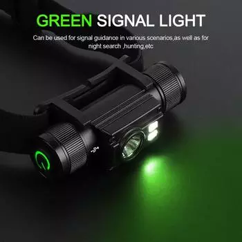 16 Вт L2+2*XPE Мини Водонепроницаемый Охотничий Налобный Фонарь Белый+Зеленый/Красный/Белый 7-Режимный Налобный Фонарь Водонепроницаемый IPX6 Type-C Зарядный Фонарь