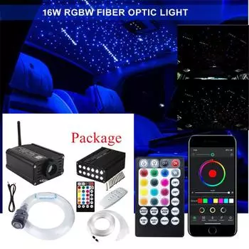 16 Вт RGBW Bluetooth APP RF Управление Звуком Оптоволоконный Звездный Потолок Метеор Световой Комплект