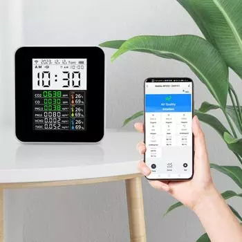 16-в-1 детектор качества воздуха, детектор CO2, TVOC, HCHO, PM2.5, PM10, PM1.0, детектор влажности и температуры 1