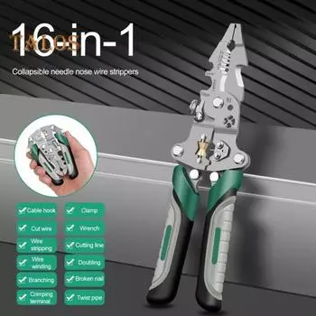 16 в 1 складной инструмент для зачистки проводов многофункциональный инструмент для обжима и резки проводов портативный инструмент для зачистки проводов из нержавеющей стали для электриков своими руками A