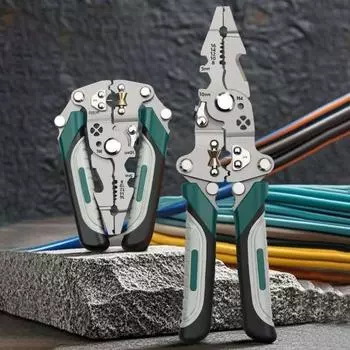 16 в 1 складной инструмент для зачистки проводов, многофункциональный инструмент для обжима и резки проводов, портативный инструмент для зачистки проводов из нержавеющей стали A