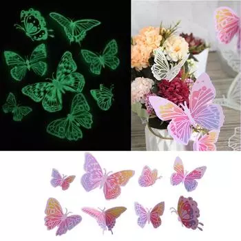 16 X 3D наклейки на стену с бабочками, домашний декор, украшение для комнаты, наклейка для спальни, для девочек розовый