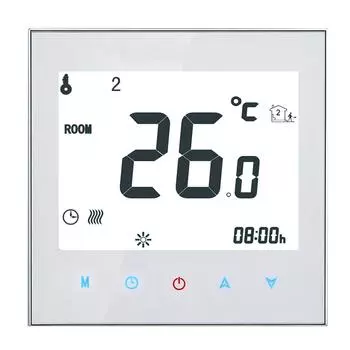 16А 95-240В еженедельно программируемый ЖК-дисплей с Т-образным экраном, термостат с электрическим отоплением для комнаты белый