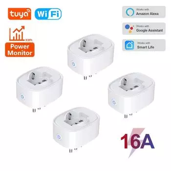 16a Италия Чили Умная розетка Tuya Wi-Fi Умная розетка работает с Alexa Amazon Google Assistant Smart Life 100-240V&1PCS-Not Power Monitor