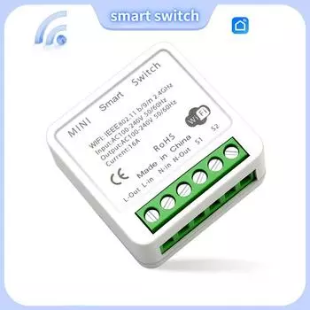 16A Мини Модули Домашней Автоматизации Wi-Fi Смарт-переключатель Умный Дом DIY Модуль Выключателей Света Двустороннее Управление Работа с Tuya Smart Life Alexa Google Home 1pcs белый