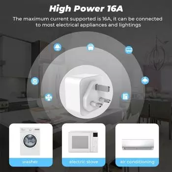 16A Tuya Smart Wifi Plug UK беспроводная розетка с управлением и функцией таймера мониторинга энергопотребления работает с Alexa Google Home 16A-1PCS