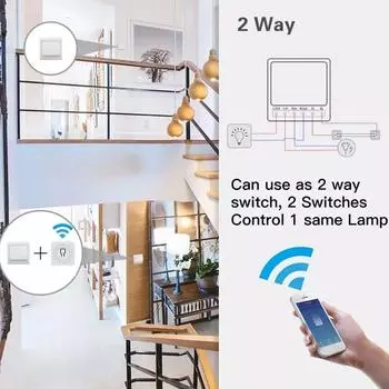 16A Tuya WiFi Smart Switch 2-позиционный мини-умный выключатель работает с Smart Life Alexa Google Home Alice