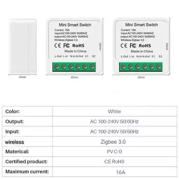 16A Tuya Zigbee Mini Smart Light Switch DIY 1 2 3 4-позиционный выключатель с дистанционным управлением Работает с Alexa Alice Google Home Smart Life