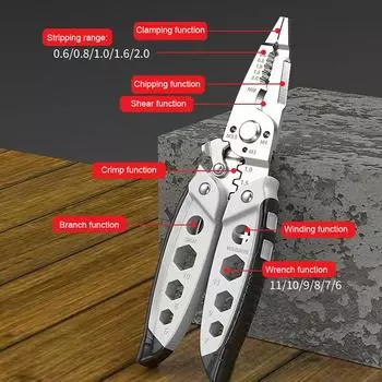 16in1 Многофункциональный инструмент для зачистки проводов Профессиональный инструмент для зачистки проводов Портативный электрический кабельный резак разноцветный