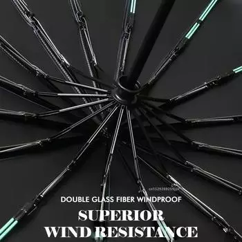 16K Double Bones большой автоматический зонт для мужчин и женщин 32 Bone ветрозащитный складной деловой роскошный зонт от солнца и дождя для путешествий Paraguas metal-fiber composite&16K чёрный