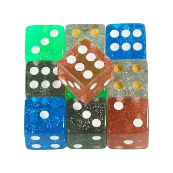 16mm Dice Set Translucent with Glitter 10pcs Game Dice Entertainment Acrylic Gambling Tool Dice белый