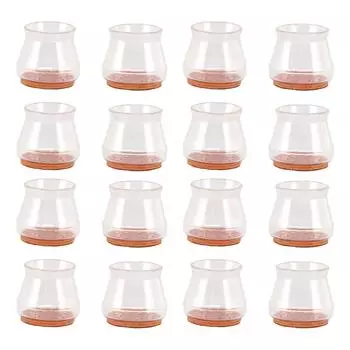 16pcs Chair Leg Floor Protectors Transparent Round Scratch Resistance Silent Silicone Felt
