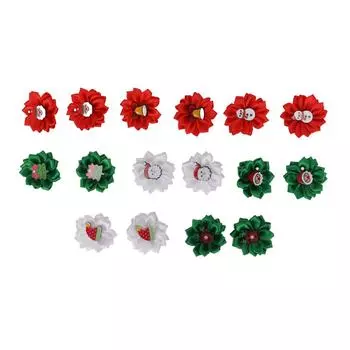 16pcs Christmas Dog Hair Bands Dog Hair Flowers with Rubber Bands for Wedding Birthday Party