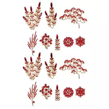 16Pcs Diamond Pearl Embellishments Flower Buttons Alloy Pendants Jewelry Making Wedding DIY Clothes