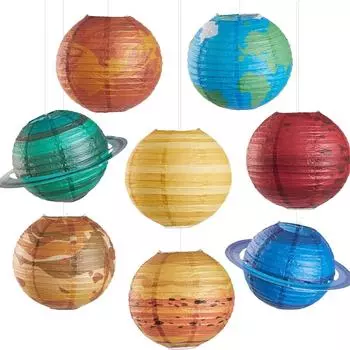 16pcs Eight Planets Paper Lanterns for The Mid-Autumn Festival Planet-themed Decorations for Kindergartens 16pcs