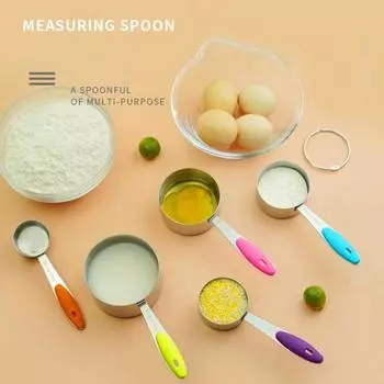16Pcs Measuring Spoons Clean Easily Ergonomic Handle Stainless Steel Useful Spice Ingredients Magnetic Cups Set for Restaurant чёрный