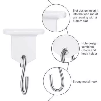 16Pcs RV Awning Hooks S-SHAPED Piping Strip Hooks Camping Piping Rail Hook Universal Caravan Camper Accessories чёрный
