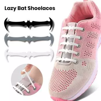 16 шт шнурки летучая мышь нужно стирать без завязок эластичные большой прочности силиконовые для детей и взрослых серый