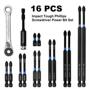 16Pieces Impact Driver Bit Set,Cross Impact High Hardness Hand Drill Bit Screw Electric Screwdriver Set,for Power Drills Tools