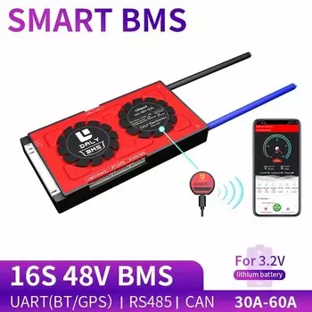 16S 48V 30A-100A LifePo4 Интеллектуальная плата защиты аккумулятора с функцией связи Bluetooth APP/485/CAN для мобильного телефона Only USB-UART Cable