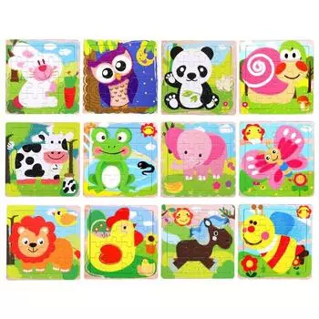 16шт игрушки-головоломки 3D деревянная бумага дети дети образование раннее обучение дети животные мультфильм Tangram Snap Puzzle