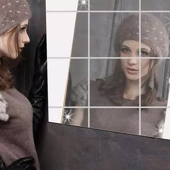 16шт квадратные самоклеящиеся зеркальные наклейки на стену диван ТВ фон декор комнаты