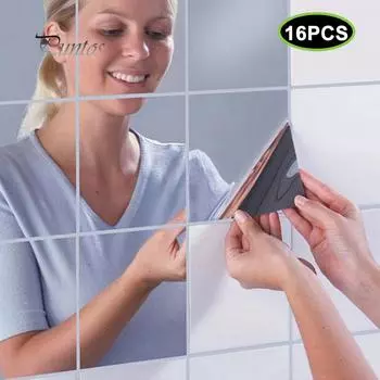 16шт квадратные самоклеящиеся зеркальные наклейки на стену диван ТВ фон декор комнаты