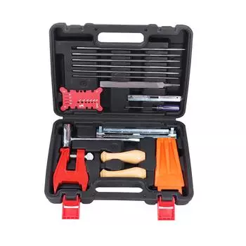 16шт. Набор для заточки цепей бензопил, плоские круглые напильники, набор клиньев для валки