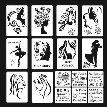 16шт трафаретов для шаблонов рисования с выемкой для рисования