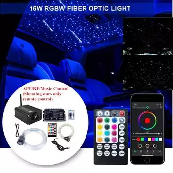 16W RGBW Fiber Optic Stars Car Roof Ceiling Meteor Light Kits APP Remote Control
