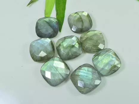 16X16MM натуральный лабрадорит с двух сторон шахматная огранка восьмиугольный драгоценный камень 08 шт. Лот LM-1180