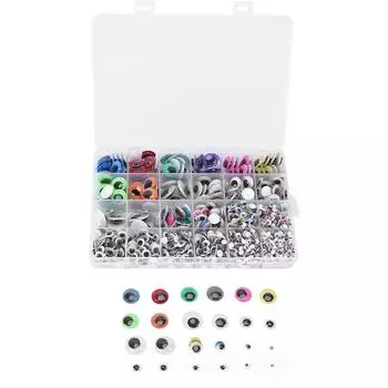 1700 шт. разноцветные самоклеящиеся глаза разных размеров с коробкой для хранения для самостоятельного изготовления